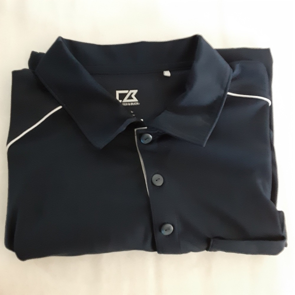 Cutter & Buck Mens Navy Blue DryTec Short Sleeve Golf Polo Shirt Large
